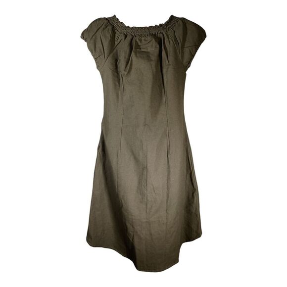 Celtic Fusion Dress M Womens Green Hi-Low Shift Short Sleeve Round Neck Cotton - Picture 2 of 6